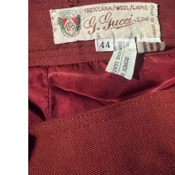 Vintage Gucci Wool Pencil Skirt with Leather Trim Size 44 (US size 12) - Picture 2 of 16